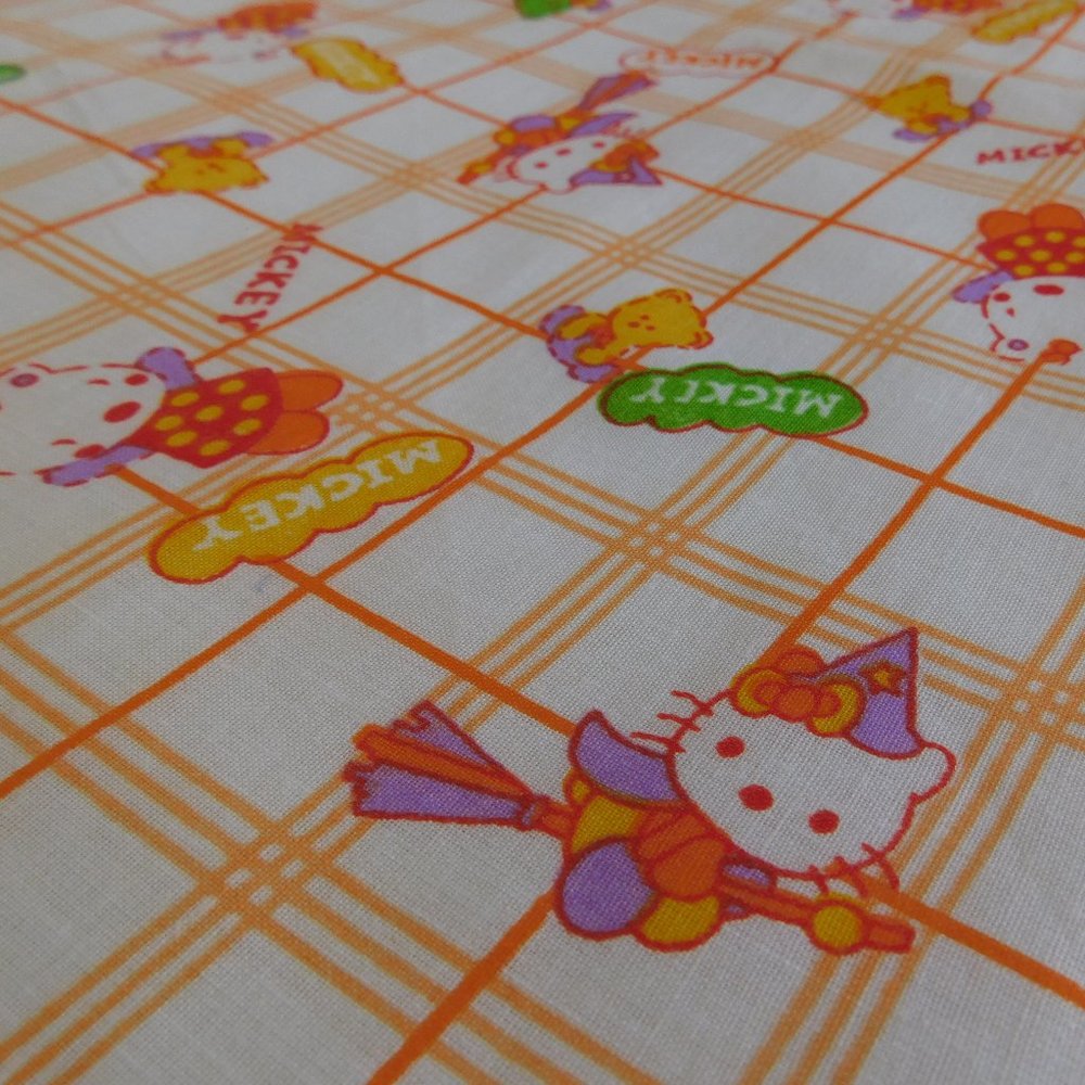Hello Kitty Halloween witch graphic collectible kawaii novelty plaid fabric 2 yd - Picture 7 of 16